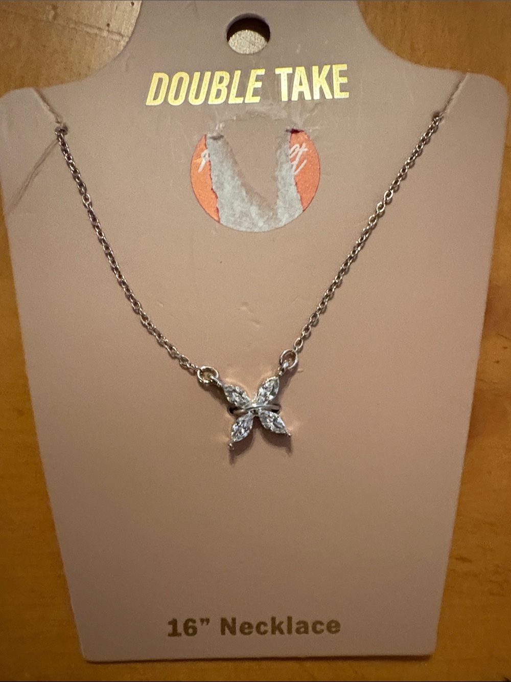 Silver Butterfly Pendant Necklace - 16"